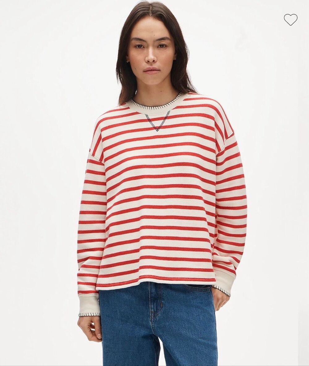J. Crew Contrast-trim heritage terry relaxed crewneck sweatshirt in Alegra Strip